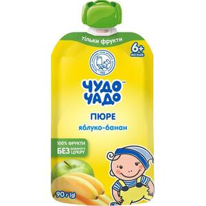 Пюре Чудо-чадо яблоко-банан без сахара с 6-ти мес. 90 г (пауч)