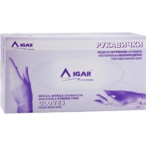 Рукавички Igar огляд. нітрил. нестерил. б/пудр. р. M (7-8)