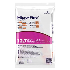 Шприц інсуліновий 0,5мл U-100 Embecta Micro-Fine 29G (0,33x12.7мм) №1