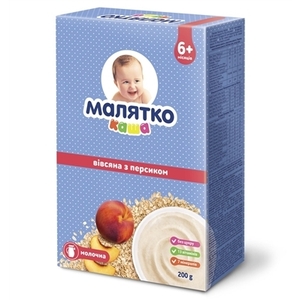 Каша Малятко молочная овсяная с персиком 200г