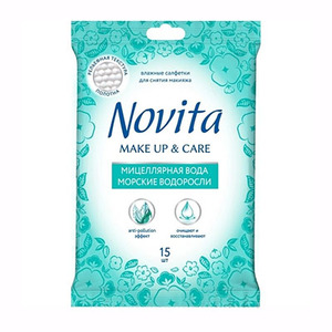 Серветки Novita Make up вологі №15