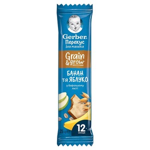 Батончик Gerber фруктово-злаковий у вафельному листі банан, ябл 12+ міс 25г
