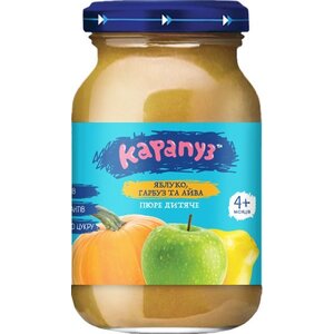 Пюре Карапуз с яблоком,тыквой и айвой с 4-х мес.170г