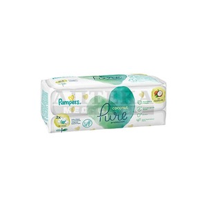 Серветки вологі Pampers дитячі Pure Protection Coconut №2*42 ПрепакКор