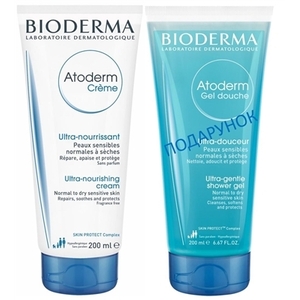 Набір Bioderma Атодерм крем 200мл + гель очищающий для душа 200мл