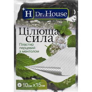 Пластир мед. перфор. Dr. House Цілюща сила знебол. з ментолом 10 х15 см 1шт
