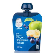 Пюре Gerber Яблоко Черника Банан 90г (пауч) Пюре Gerber Яблоко Черника Банан 90г (пауч)