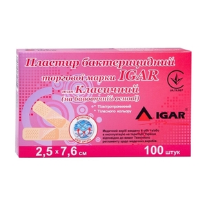 Лейкопластир Igar Класичний бакт. бавовн.осн.2.5х7.6см