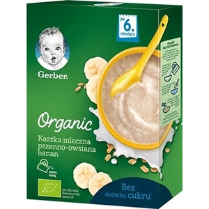 Каша Gerber Organic молочная пшенично-овсяная с бананом 240г