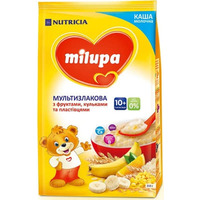 Каша Milupa мультизлакова з фруктами, пластівцями і кульками для дітей від 10-ти міс 210г