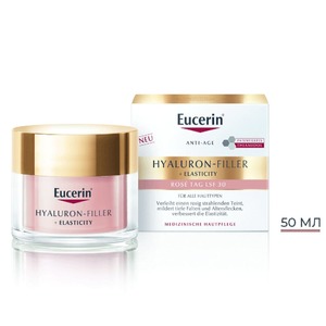 Крем для обличчя Eucerin 63803 Гіалурон-філлер + Еластісіті Денний для підвищення пружності та природного сяйва шкіри з SPF30 50 мл