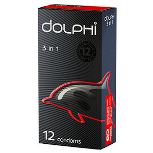 Презервативы Dolphi Три в одном с точками и ребрами №12