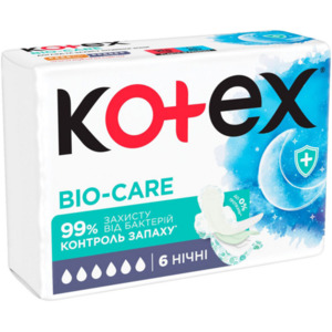 Прокладки Kotex Bio-Care нічні з крильцями №6