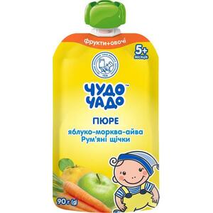 Пюре Чудо-чадо яблоко-морковь-айва с сахаром с 5-ти мес. 90 г (пауч)