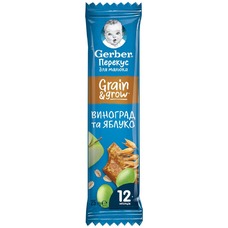 Батончик Gerber фруктово-злаковий виноград, яблуко 25г