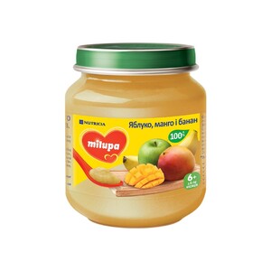 Пюре Milupa фруктове Яблуко, манго і банан від 6 міс. 125г