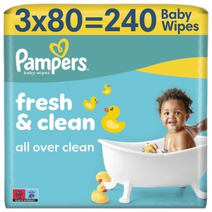 Серветки вологі Pampers длитячі Sens 3*80 шт ПрепакКороб