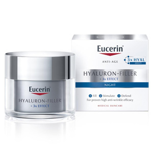 Крем Eucerin 63486 Гиалурон-Филлер +3x Эффект ночной против морщин д/всех типов кожи 50мл