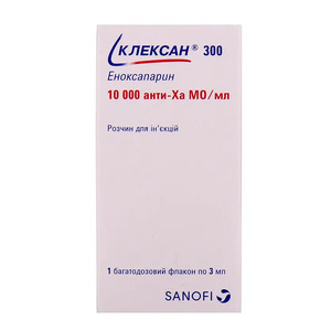 Клексан 300 розчин для інєкцій 10000 анти-Ха МЕ/мл по 3 мл у флаконі 1 шт.