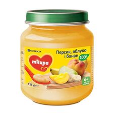 Пюре Milupa фруктовое Яблоко,Банан и Персик от 6 мес.