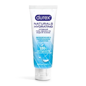 Інтимний гель-змазка DUREX® Naturals  Hydrating зволожуючий з гіалуроновою кислотою, із натуральних інгредієнтів без барвників та ароматизаторів (лубрикант), 100 мл