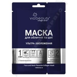 Маска Via Beauty плацентарно-колагенова для обличчя та шиї з Нано-колагеном та гіалуроновою кисотою