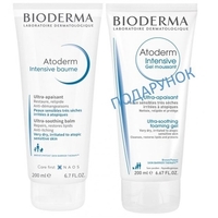 Набір Bioderma Атодерм Интенсив бальзам 200мл+ гель очищающий 200мл