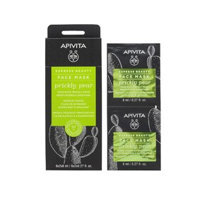 Маска Apivita EXPRESS BEAUTY с опунцией Увлажнение и успокаивающее действие 2х8 мл