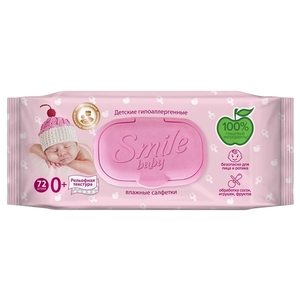 Салфетки влажные Smile Baby с клапаном №72