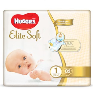 Підгузники Хаггіс Еlit Soft 1 (2-5кг) №1 (82)