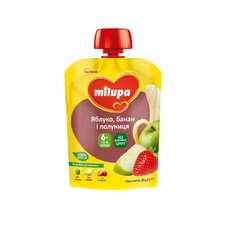 Пюре Milupa фруктовое Яблоко, банан и клубника от 6 мес. 80г (пауч) Пюре Milupa фруктовое Яблоко, банан и клубника от 6 мес. 80г (пауч)