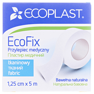 Лейкопластир ECOPLAST ЕкоФікс тканий котушка 1,25cм*5м