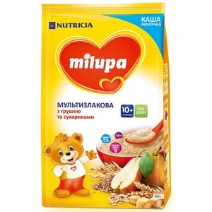 Каша Milupa мультизлакова з сухариками і грушею для дітей від 10-ти міс 210г