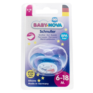 Пустышка Baby-nova 3962478 сил.ортод.Ночная р.2, 1шт