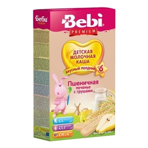 Каша Bebi Премиум молочная Пшеничная с печеньем и груш. с 6 мес 200г