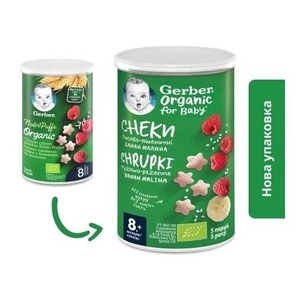 Снеки Gerber Органик Рисово-пшеничные банан, малина 35г