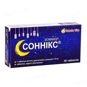 Сонникс-Астрафарм табл. п/пл.об. 15мг №30 ТМ Tabula Vita