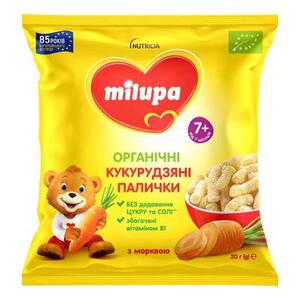 Кукурузные палочки Milupa с морковкой органические от 7 мес. 20г