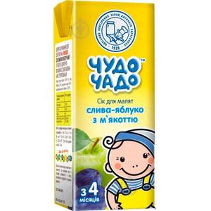 Сок Чудо-чадо яблочно-сливовый с мякотью, сахаром и витамином С 200 мл