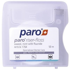 Зубна нитка Paro Swiss riser-floss вощена з мятою та фторидом 50м