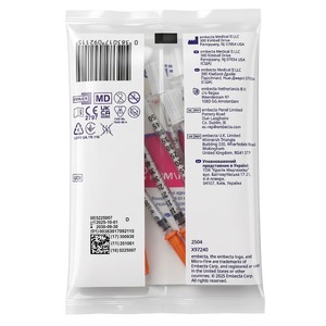 Шприц інсуліновий 0,5мл U-100 Embecta Micro-Fine 29G (0,33x12.7мм) №1